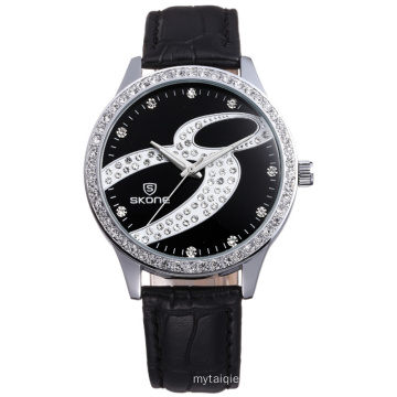 NO 9286 Black Leather Bracelet Number Lucky 8 wrist watch guangzhou